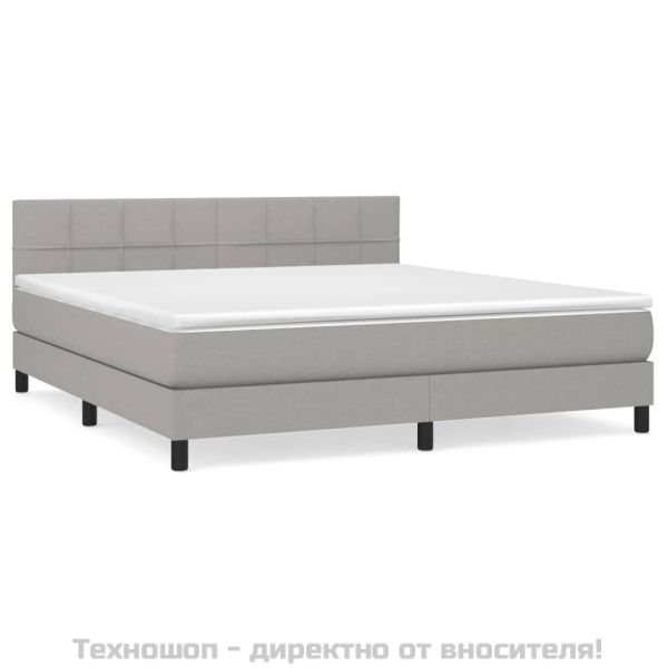 Боксспринг легло с матрак, светлосиво, 160x200 см, плат