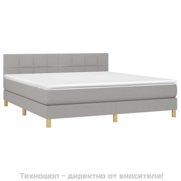 Боксспринг легло с матрак, светлосиво, 160x200 см, плат