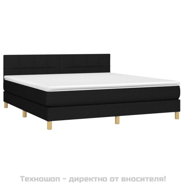 Боксспринг легло с матрак, черно, 180x200 см, плат