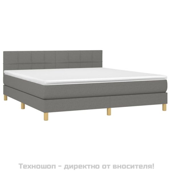 Боксспринг легло с матрак, тъмносиво, 160x200 см, плат