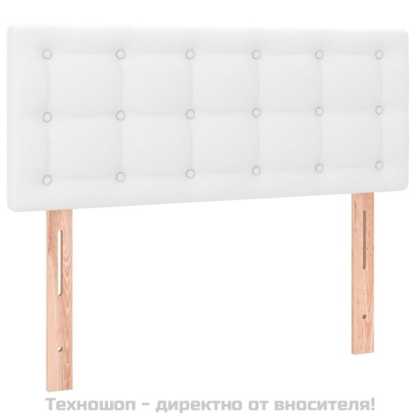 Боксспринг легло с матрак, бяло, 90x200 см, изкуствена кожа