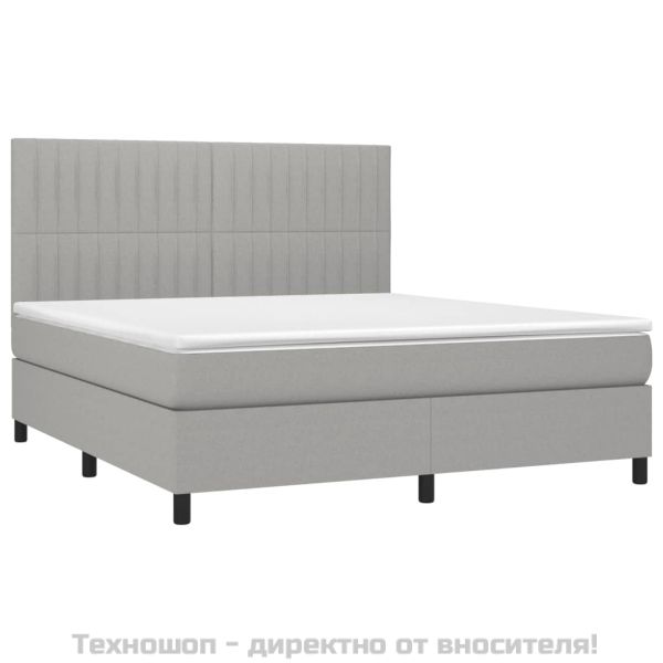 Боксспринг легло с матрак, светлосиво, 180x200 см, плат