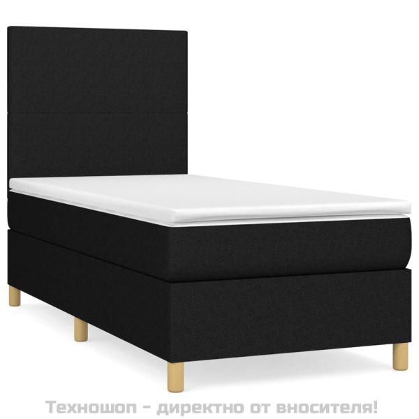 Боксспринг легло с матрак, черно, 100x200 см, плат
