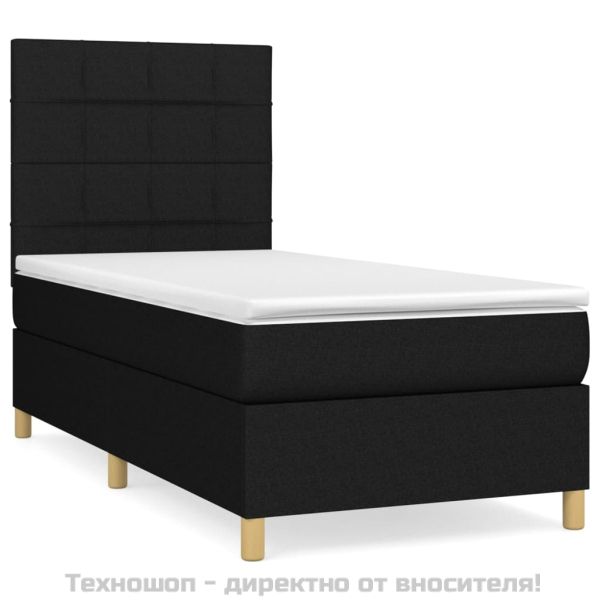Боксспринг легло с матрак, черно, 100x200 см, плат