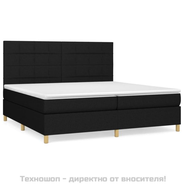 Боксспринг легло с матрак, черно, 200x200 см, плат