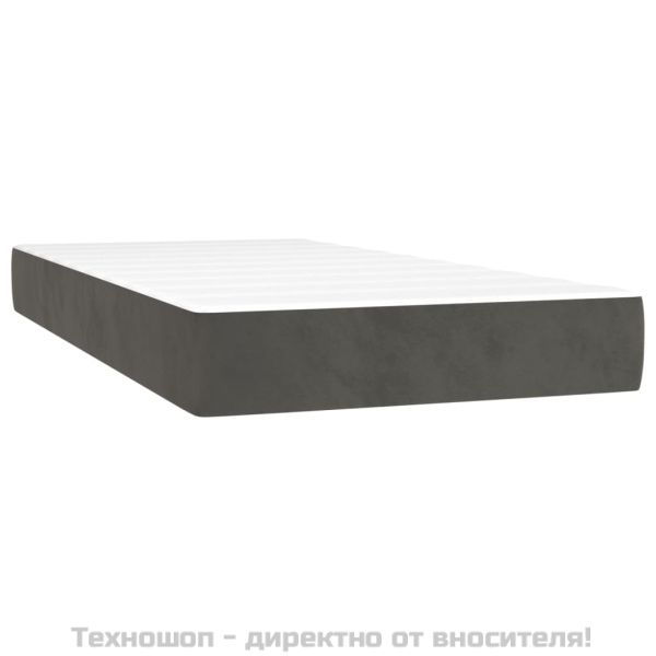 Боксспринг легло с матрак, тъмносив, 90x190 см, кадифе