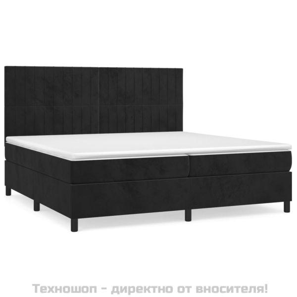 Боксспринг легло с матрак, черно, 200x200 см, кадифе