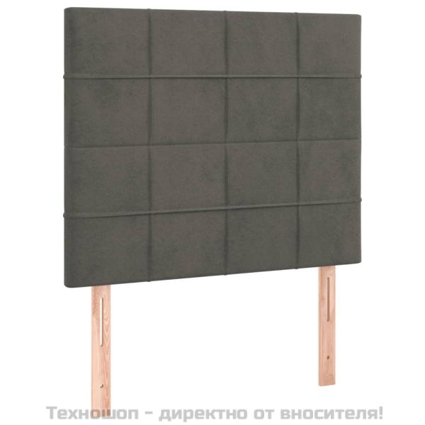 Рамка за легло без матрак, тъмносива, 90x190 см, кадифе