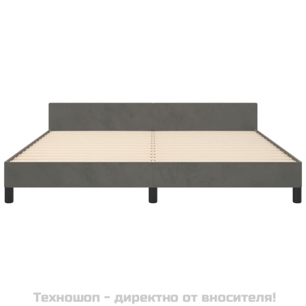 Рамка за легло с табла, тъмносива, 180x200 см, кадифе