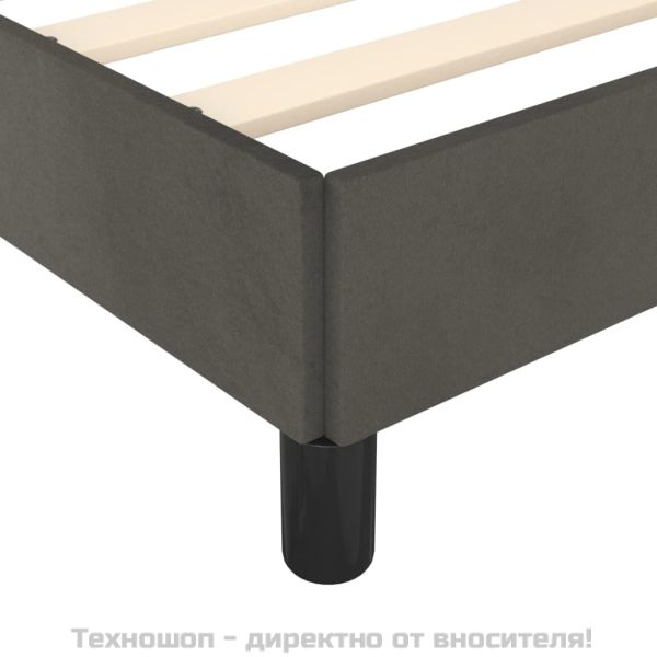 Рамка за легло с табла, тъмносива, 180x200 см, кадифе