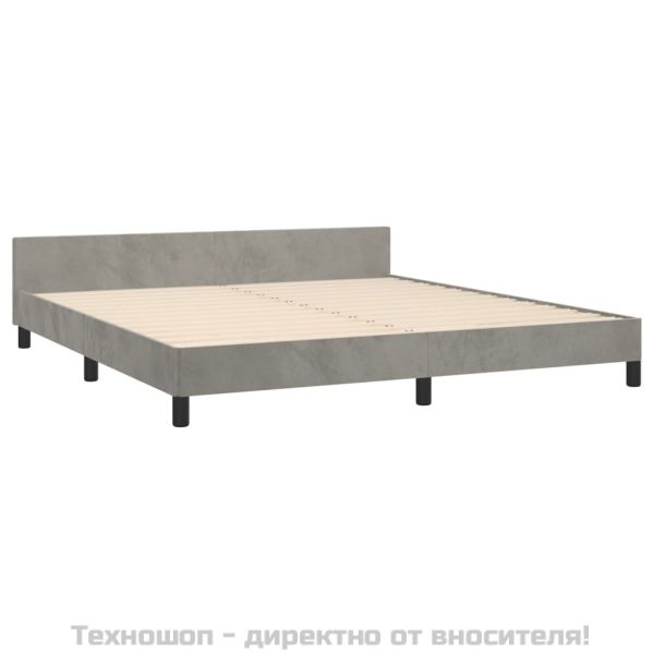 Рамка за легло с табла, светлосива, 180x200 см, кадифе