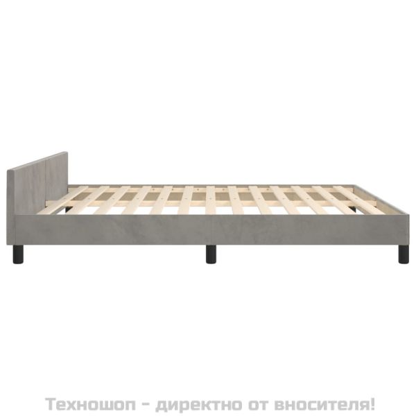 Рамка за легло с табла, светлосива, 180x200 см, кадифе