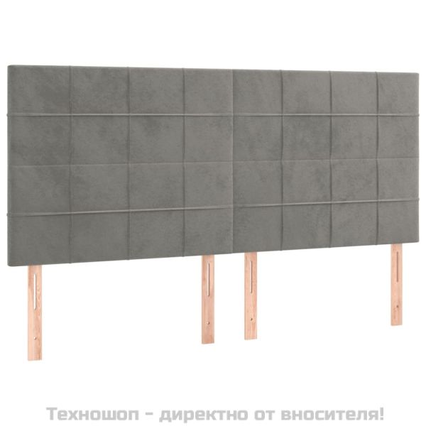 Рамка за легло с табла, светлосива, 180x200 см, кадифе