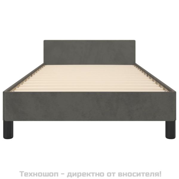 Рамка за легло без матрак, тъмносива, 90x190 см, кадифе