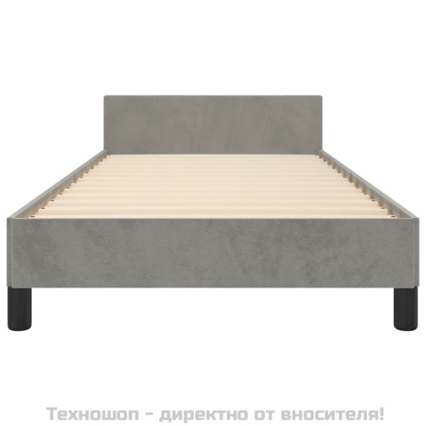 Рамка за легло без матрак, светлосива, 90x200 см, кадифе