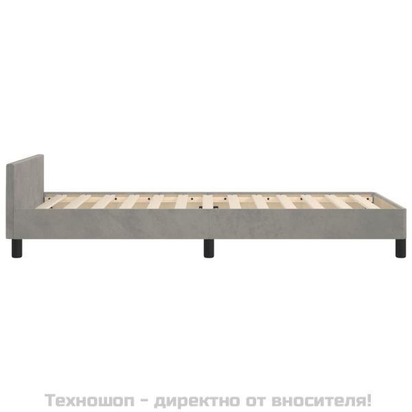 Рамка за легло без матрак, светлосива, 90x200 см, кадифе