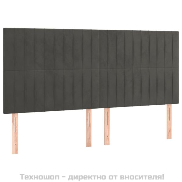 Рамка за легло с табла, тъмносива, 180x200 см, кадифе