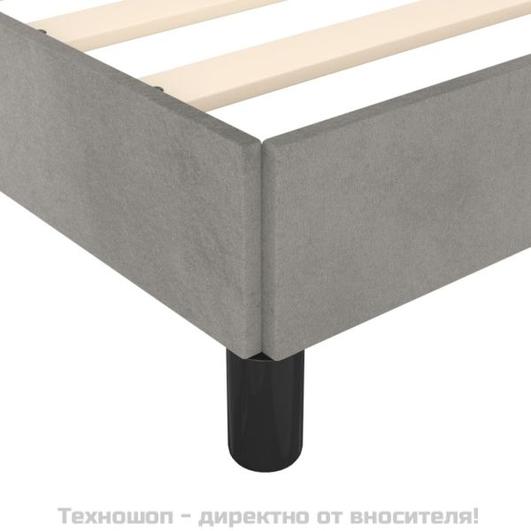 Рамка за легло без матрак, светлосива, 200x200 см, кадифе