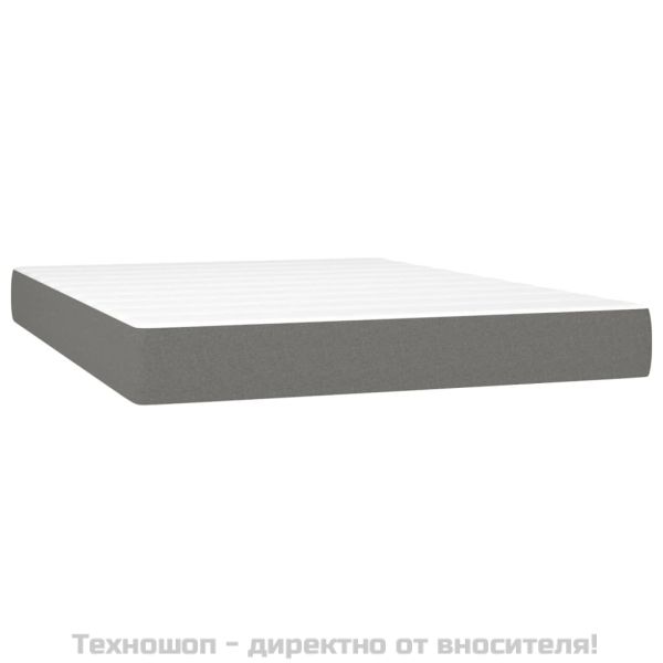Боксспринг легло с матрак и LED, тъмносиво, 140x200 см, плат