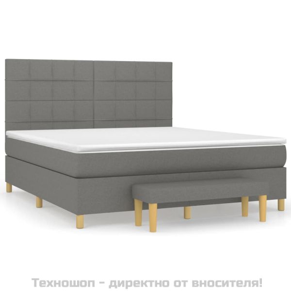 Боксспринг легло с матрак, тъмносиво, 180x200 см, плат