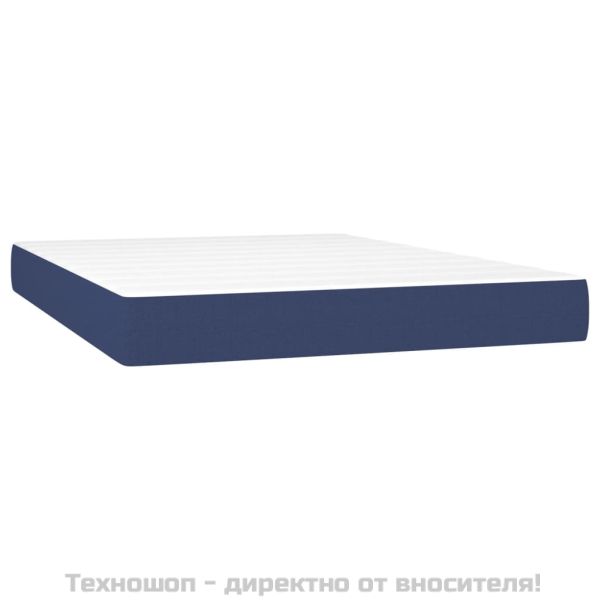 Боксспринг легло с матрак, синьо, 140x200 см, плат