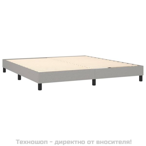 Боксспринг легло с матрак и LED, светлосиво, 160x200 см, плат