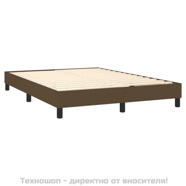 Боксспринг легло с матрак, тъмнокафяво, 140x200 см, плат