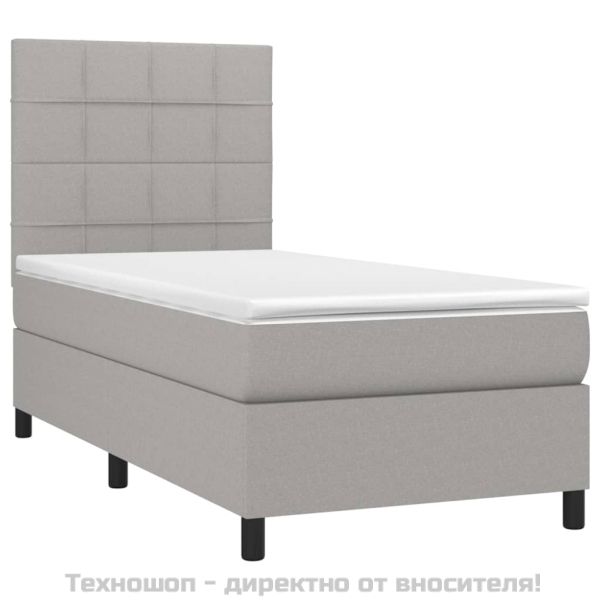 Боксспринг легло с матрак, светлосиво, 80x200 см, плат