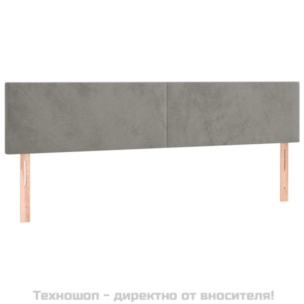 Горни табли за легло, 2 бр, светлосиви, 100x5x78/88 см, кадифе