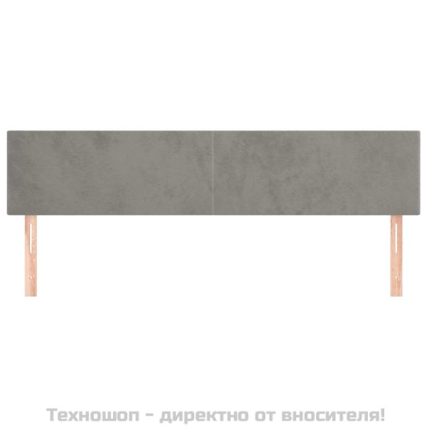 Горни табли за легло, 2 бр, светлосиви, 100x5x78/88 см, кадифе