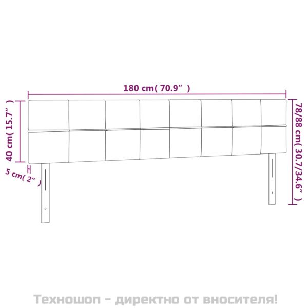 Табла за легло, тъмносива, 180x5x78/88 см, кадифена