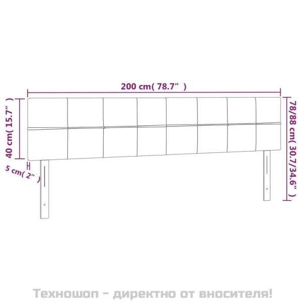 Табла за легло, черна, 200x5x78/88 см, плат