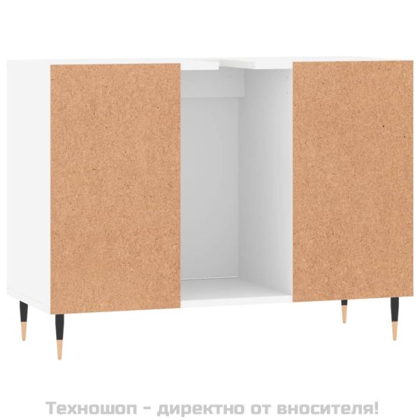 Шкаф за баня, бял, 80x33x60 см, инженерно дърво