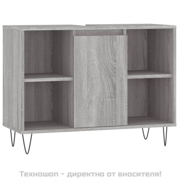 Шкаф за баня, сив сонома, 80x33x60 см, инженерно дърво