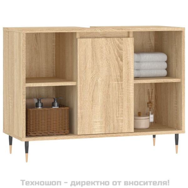 Шкаф за баня, дъб сонома, 80x33x60 см, инженерно дърво