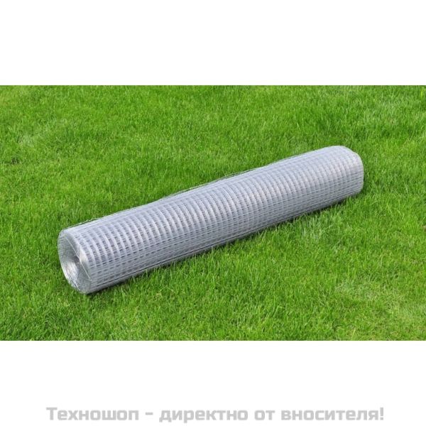 Оградна мрежа поцинкована стомана квадратна 1x25 м сребриста