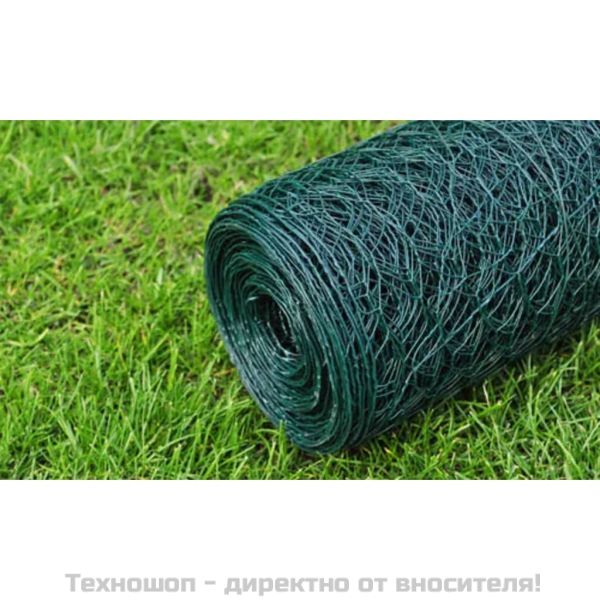 Оградна мрежа стомана хексагонална 1x25 м тъмнозелена