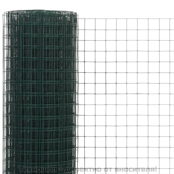 Кокошкарска мрежа, стомана с PVC покритие, 25х0,5 м, зелена