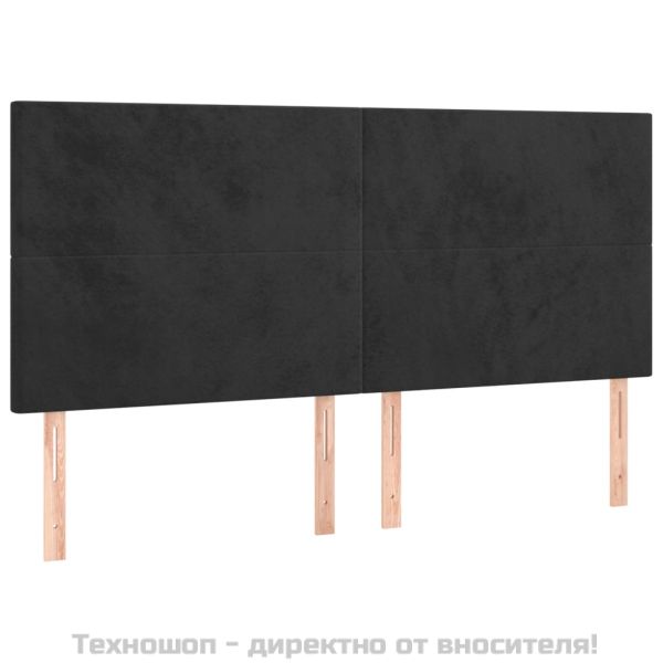 Табла за легло, черна, 200x5x118/128 см, кадифе