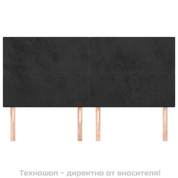Табла за легло, черна, 200x5x118/128 см, кадифе