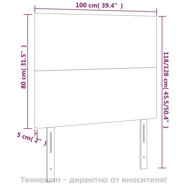 Табла за легло, тъмносиня, 100x5x118/128 см, кадифе