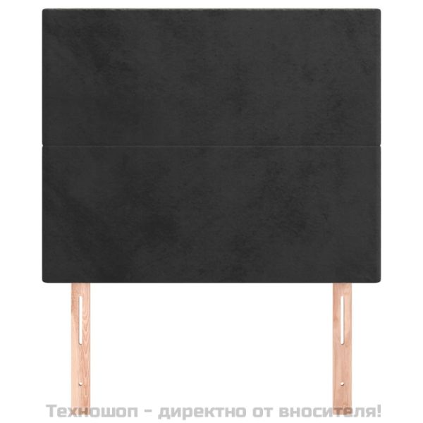 Табла за легло, черна, 100x5x118/128 см, кадифе