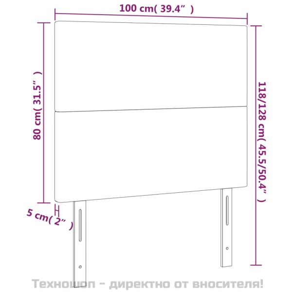 Табла за легло, черна, 100x5x118/128 см, кадифе