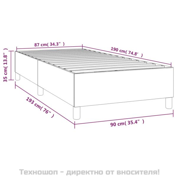 Рамка за легло с пружини, Синьо, 90x190 см, плат