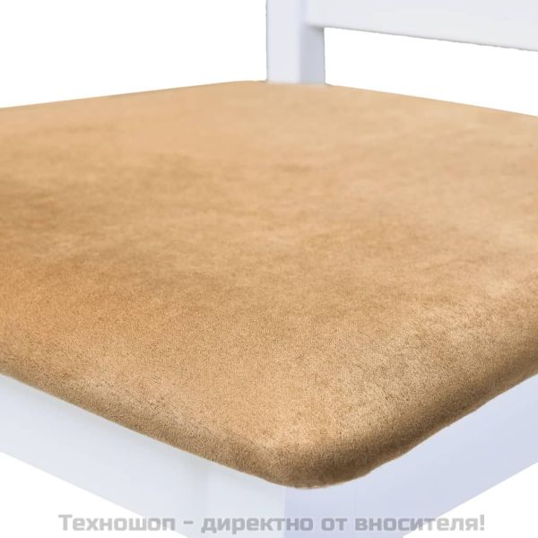 Комплект бар маса и столове, 5 части, дървен масив, кафяв и бял