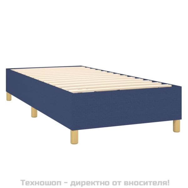 Боксспринг легло с матрак и LED, синя, 90x200 см, плат