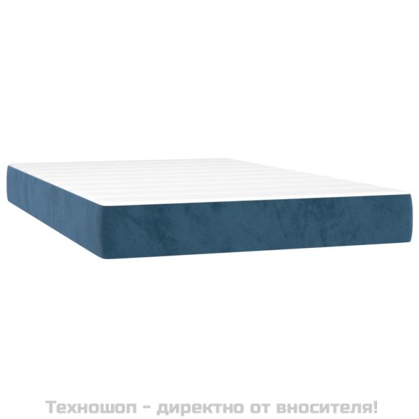 Боксспринг легло с матрак, тъмносиньо, 120x200 см, кадифе