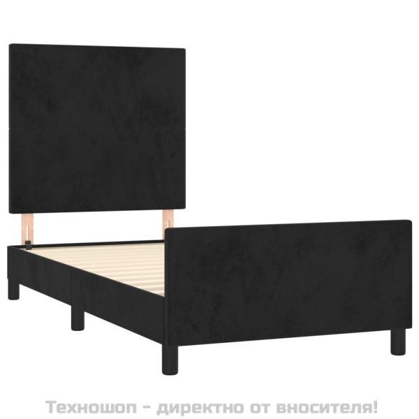 Рамка за легло без матрак, черна, 100x200 см, кадифе