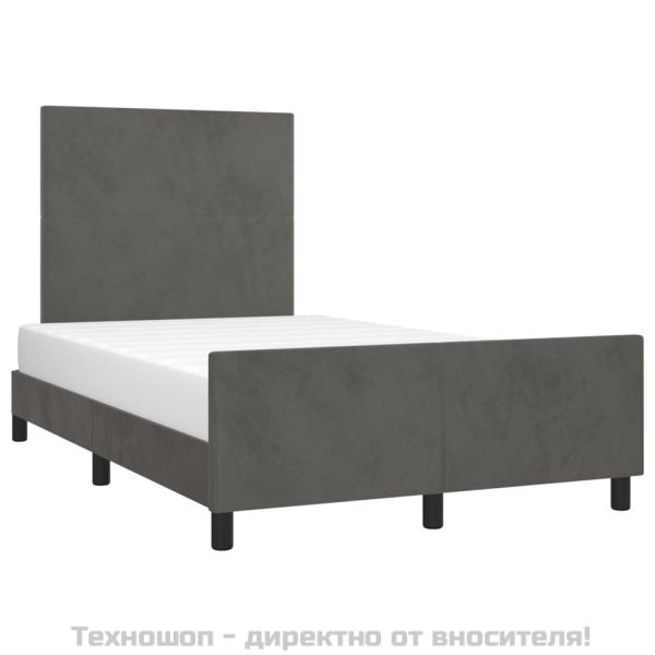 Рамка за легло без матрак, тъмносива, 120x200 см, кадифе