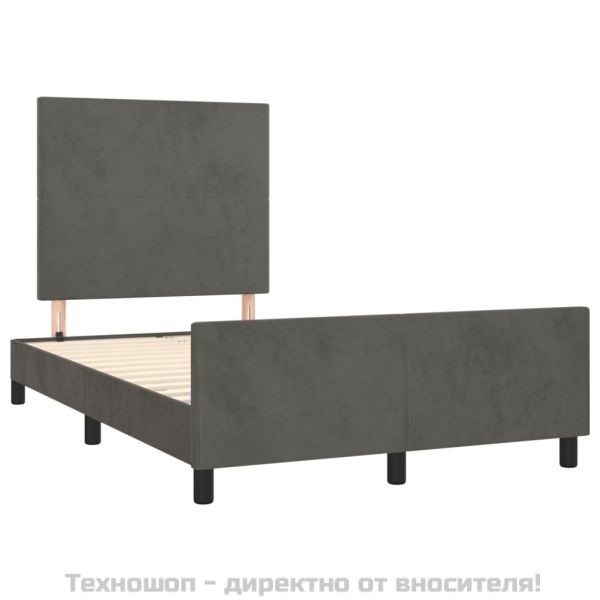 Рамка за легло без матрак, тъмносива, 120x200 см, кадифе